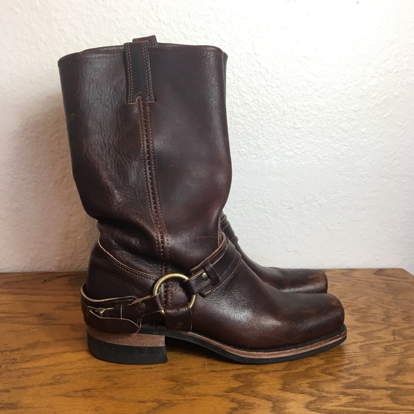 frye belted harness boots womens